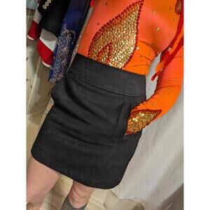 LOFT Black Faux Suede A-Line Short Skirt W/ Front Pockets Sz 4